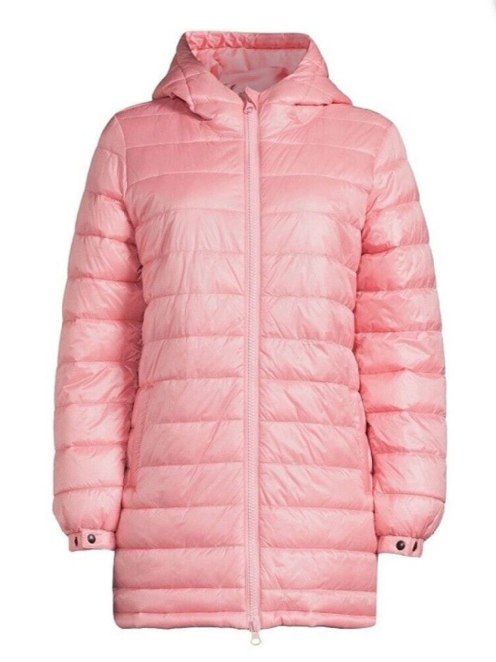Swiss Tech Size 1X 16W 18W Pink Mimosa Hooded Mid Length Puffer Jacket